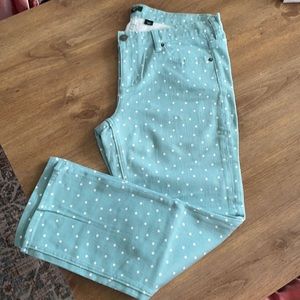 J.Crew Factory Light Green Polka Dot Jeans